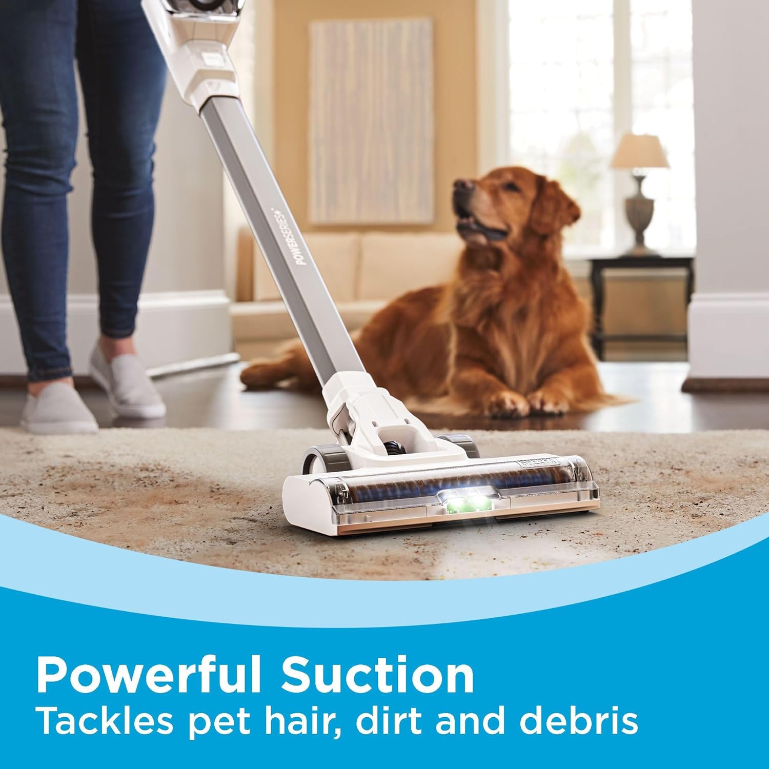 BLACK+DECKER POWERSERIES 16V MAX Stick Vacuum Cordless Rechargeable with LED Lights,Portable Vacuum Cordless, Lightweight, Anti-Tangle, Self-Standing, Multi-Surface, White (BHFEA420J)