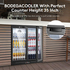 BODEGACOOLER Back Bar Cooler With 2 Glass Doors,7.4 Cu.Ft Commercial Counter Height Beverage Refrigerator,Display Bar Fridge with LED Lighting,21 inch Beverage Cooler for Store,Lobby,Restaurant,Clubs