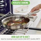 GreenLife 10 Piece Stainless Steel Pots and Pans, Detachable & Stackable Kitchen Set, Tri Ply Clad PFAS Free Cookware, Space Saving with Removable Handle, Induction & Oven Safe, RV Cookware, Glass Lid