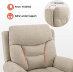 MCombo Triple Motor Power Lift Recliner Chair with Massage and Lumbar&seat Heating, Rolled Arms, Adjustable Headrest for Elderly People, Fabric 7888 (Beige, Medium)