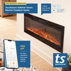 Touchstone Smart Electric Fireplace-The Sideline 50" Wide-in Wall Recessed - 30 Realistic Ember Color/Flame Options - 1,500W Heater w/Thermostat - Log & Crystal Hearth Options - Alexa/WiFi Enabled