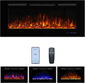 Electric Fireplace 50inches, Wall-Mounted & Recessed Fireplace Inserts, Multicolor Flame w/5 Dimmer, Remote Control Thermostat, Timer, Overheating Protection, Hardwire Connect, 1500W,Black