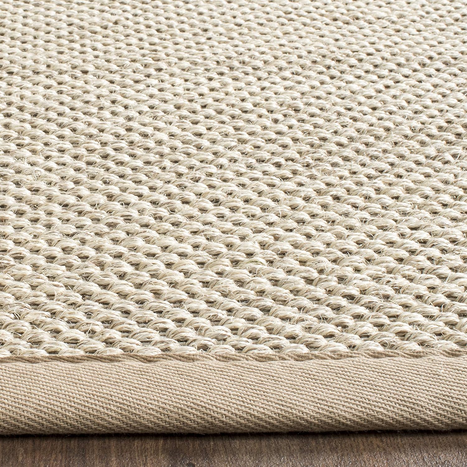 SAFAVIEH Area Rug 9x12 - Natural Fiber Collection - Large - Marble & Linen Color, Sisal, Woven Design with Border (NF143B)