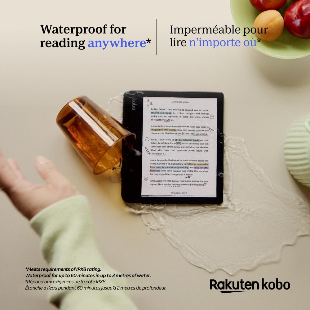 Kobo Libra Colour | eReader | 7” Glare-Free Colour E Ink Kaleido™ 3 Display | Dark Mode Option | Audiobooks | Waterproof | White