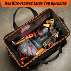WELKINLAND 18 Inch Waxed Canvas Tool Bag, Heavy-Duty Electrical Tool Bag, Large-Opening 28-Pocket Tools Bag, 36L Tool Bags For Men, Quick-Access HVAC Tools Bags