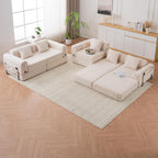 GNIXUU 71.3" Convertible Sleeper Sofa Bed, Modern Convertible Boneless Couch with Foldable/Pull Out Bed, Compressed Modular Futon Couch with Pillows & Storage Pocket for Living Room Bedroom, Beige