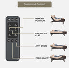 Queen Adjustable Bed Base with 10 Inch Gel Memory Foam Mattress - Dual Massage - USB Ports - Zero Gravity - Underbed Light - Wireless Remote - Zero Clearance