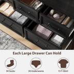 Black Dresser for Bedroom, 10 Drawer Dresser, 59" Wide Chest of Drawers w/Brushed Metal Handle, Wood Dressers TV Stand, Closet Organizers and Storage Cabinet for Bedroom, Living Room, Hallway