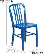Flash Furniture Commercial Grade Blue Metal Indoor-Outdoor Chair