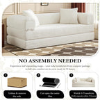 Boneless Couch Versatile Couches for Living Room No-Install Sofa Bed Corduroy Futon Soft Cloud Couch with Pillows for Bedroom Game Movie