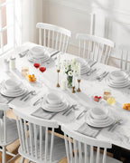 MALACASA 24 Pieces Gourmet Porcelain Dinnerware Sets, Premium Plates and Bowls Set, High-Fired Ceramic Dishes Set for 6, Chip & Scratch Resistant, Microwave Dishwasher Safe, White, Series LEXI
