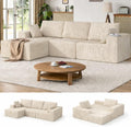 107" L-Shaped Boneless Couch, Cloud Modular Sectional Sofa with Chaise, Upholstered - No Assembly, Deep Seat, Soft Cushions & Backrest, for Living Room, Beige