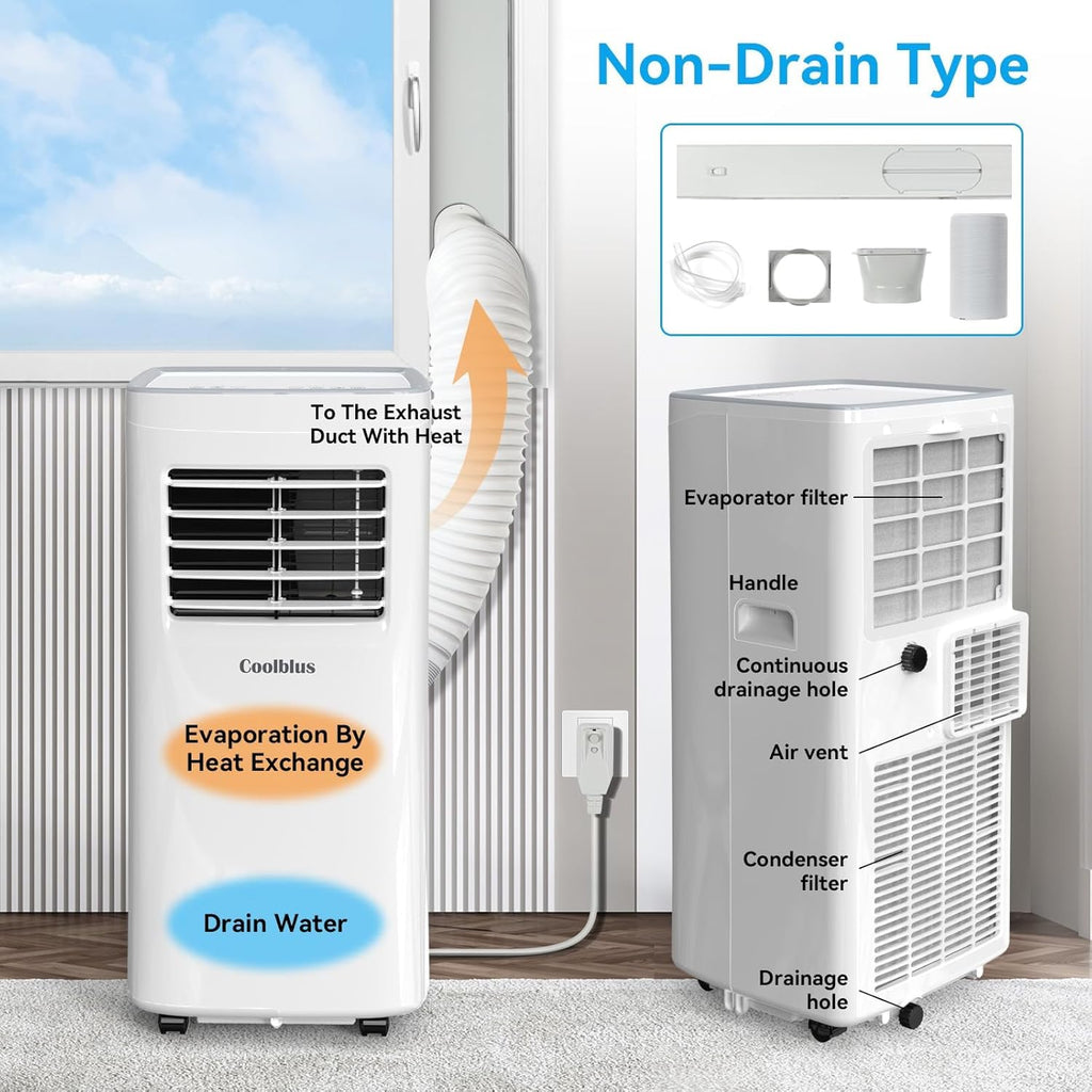 Portable Air Conditioners,8500 BTU portable ac up to 360 Sq,3 IN 1 with Remote Control,Sleep Mode, Windows kit,White
