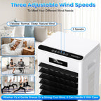 Portable Air Conditioners, 3-in-1 AC Cooling Fan 3 modes 3-Speed with Remote Control & 4 Ice Boxes, Evaporative Air Cooler with 8L Tank for 20H Cooling, for Home, Bedroom, Kitchen, Living Room (Black)