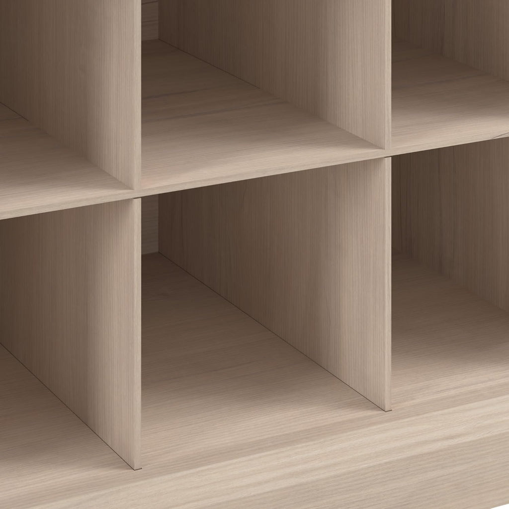 Bush Home Woodland 40W Hall Tree and Shoe Storage Bench with Shelves in White Washed Maple, Cubbies and Coat Hooks for Foyer, Mudroom or Entryway