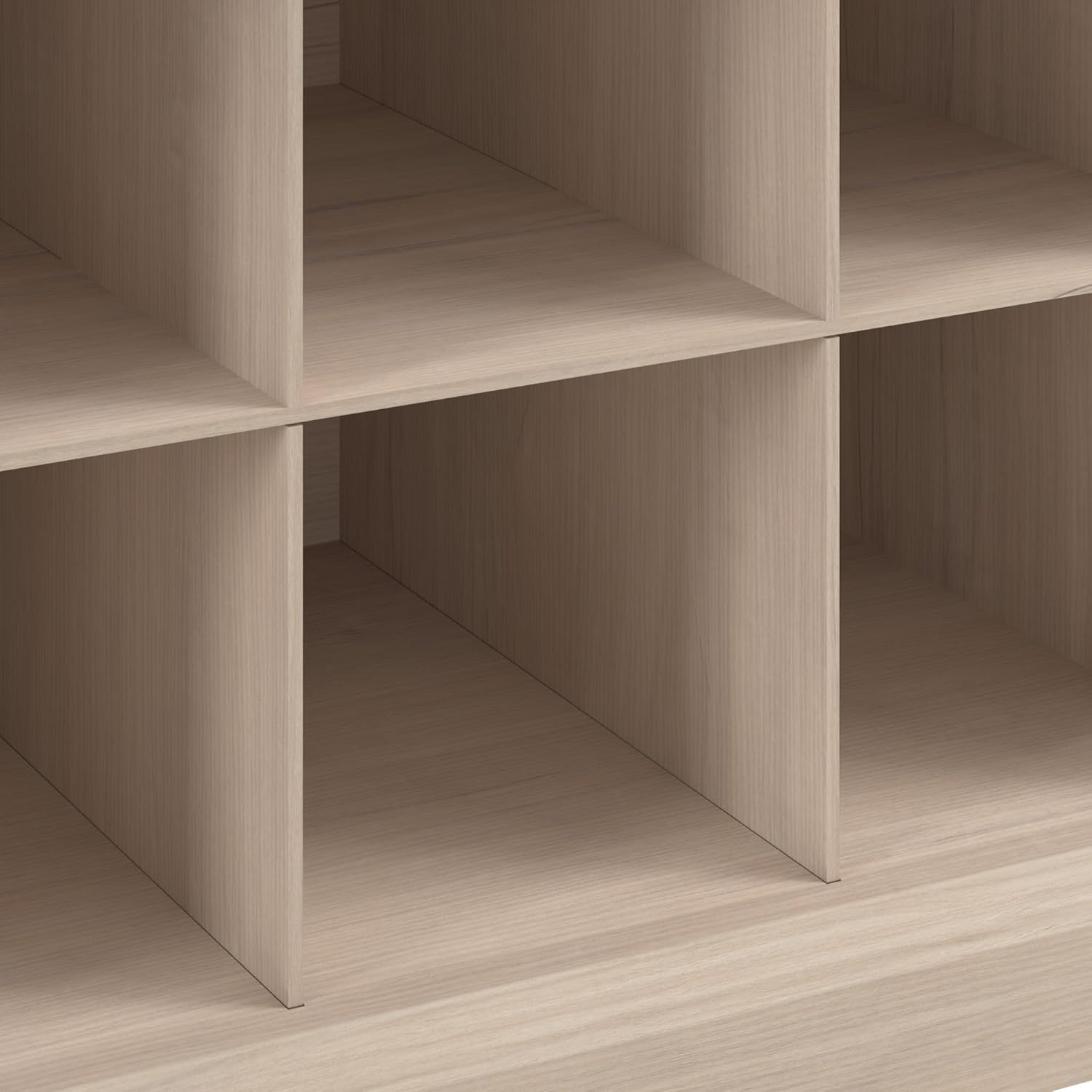 Bush Home Woodland 40W Hall Tree and Shoe Storage Bench with Shelves in White Washed Maple, Cubbies and Coat Hooks for Foyer, Mudroom or Entryway