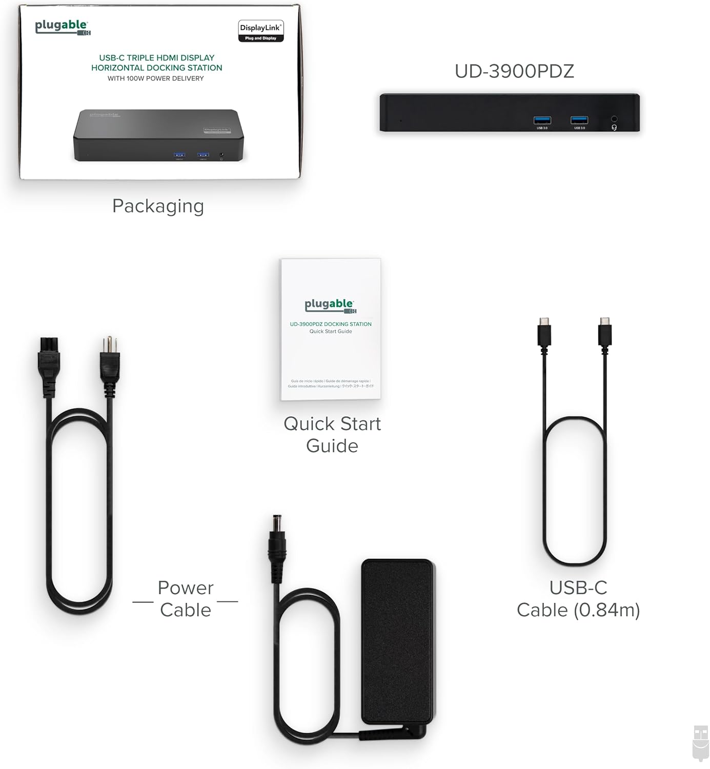 Plugable USB C Triple Display Docking Station | 100W PD  3x HDMI (1x 4K 30Hz  2x 1080p 60Hz)  6x USB 5Gbps Ports | Windows  macOS  ChromeOS Compatible - Enhance Productivity with Multi-Monitor Support