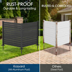 Kozyard 50" W x 48" H Outdoor Privacy Screens Aluminum Post  Air Conditioner Fence Panels  Pool Equipment Enclosure  Trash Can Screens Fence Kit for Outside Backyard Patio(Black/3Panels)