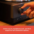 RadioShack Professional Turntable with Speakers  3-Speed Belt-Drive Vinyl Player  Bluetooth Input and Output  FM Radio  CD and USB Playback  Detachable Speakers  Anti-Skating System  Model 4001798