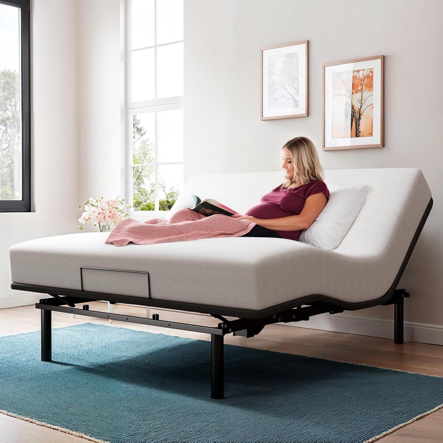 Queen Adjustable Bed Frame with Wireless Remote, Dual Motors