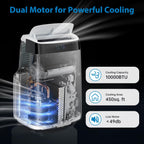10,000 BTU Portable Air Conditioner for Bedroom, 3 in 1 AC Unit Cools 500 Sq. Ft Rooms with Remote, 51dB Ultra Quiet, Dehumidifier & Fan Modes | 24Hrs Timer