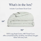 Brooklinen Luxury Sateen Duvet Cover - 100% Cotton, Twin/Twin XL Size in Green Tandem Stripe with Extra-Long Corner Ties and Button Closure - Best Twin/Twin XL Duvet Covers