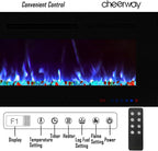 Cheerway 72 inch Ultra-Thin Electric Fireplace Heater, Wall Mounted & Recessed Electric Fireplace Insert, Linear Fireplace w/Thermostat, 13×13 Flame Color, Remote & Touch Control w/Timer, 750W/1500W