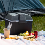Koolatron Electric Portable Cooler Plug in 12V Car Cooler/Warmer 9.8 qt (9 L), No Ice Thermo Electric portable Fridge for camping, Travel Road Trips Trucking with 12 Volt DC Power Cord, Gray/White.