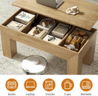 FABATO 41.7'' Lift Top Coffee Table, Wooden Rectangle Coffee Table with Hidden Storage, Large Center Table Adjustable Height Sofa Table for Living Room Office Apartment, Wood