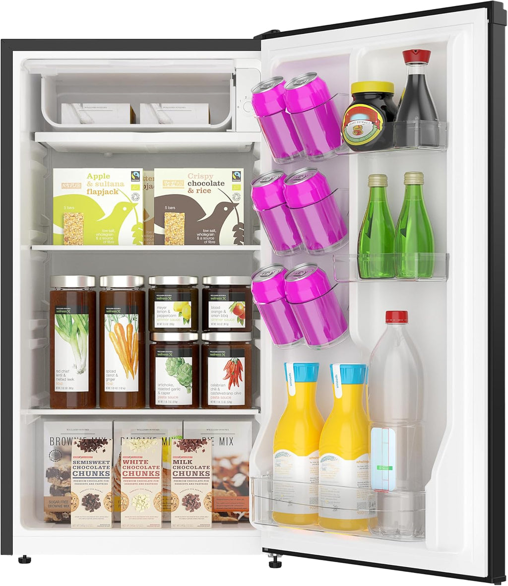 ARCTIC CHEF ACFR335, 3.2 Cu Ft Compact Design Mini Fridge with Freezer, Stainless, Black SS