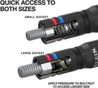 Klein Tools 656QS KNECT Quad Socket, 24 Sizes in 6 Sockets, 4-in-1 Color Coded SAE and Metric Impact Rated, Deep-Well Heavy-Duty, 1/4-and 3/8-Inch Drive, 3-1/2-and 6-1/2-Inch Shaft