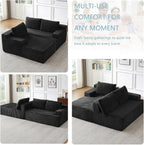 96" Cloud Sectional Couch with L-Shape Chaise, Modern Corduroy Boneless Couch for Living Room,Memory Foam Sofa with Deep Seat,No Assembly Required (Black,Left-Facing Chaise)