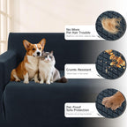 Arfntevss Stretch Sectional Couch Covers L Shaped Corner Sectional Sofa Cover Washable Jacquard Soft Fleece U Shape Sofa Slipcovers Anti Slip Furniture Protector for Dogs Pets (X-Large, Dark Blue)