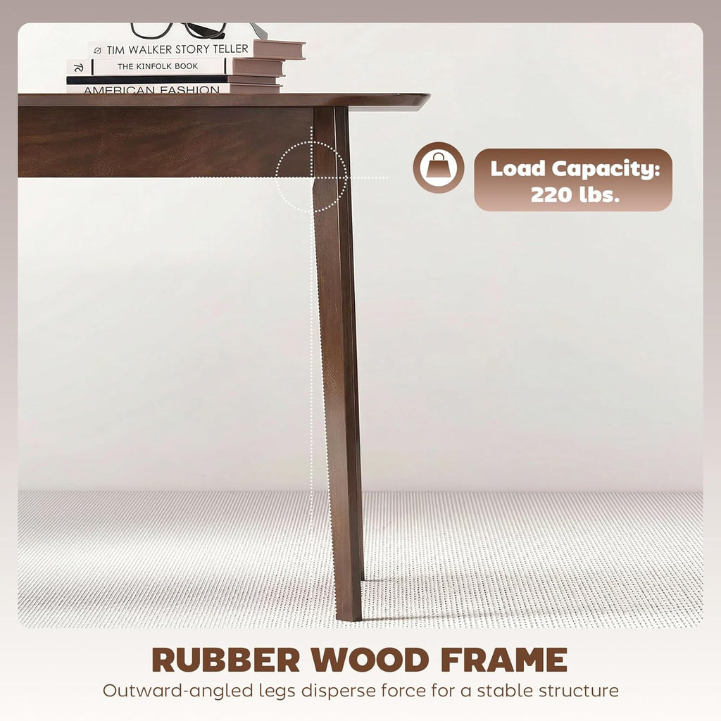 HOMCOM 47" Mid-Century Modern Dining Table for 4, Rectangular Kitchen Table with Wood Grain Finish, Tapered Legs, Wood Frame for Small Spaces, Dining Room, Apartment, Easy to Assemble, Dark Mahogany