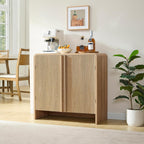 AMERLIFE Fluted Buffet Cabinet with Storage, Modern Sideboard Cabinet with 2 Doors & Adjustable Shelf, Console Table & Credenza for Living Room, Dining Room & Entryway, Natural Oak