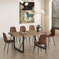 7 Piece Dining Table Set .Dinner Table Set for 6 .71'' Kitchen Table and Suede Nap Fabic Chairs Set of 6 .6 Chair Dining Table Set for Kitchen Dining Room