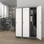 Metal Garage Storage Cabinet,Broom Closet Storage Cabinet,Utility Closet Cabinet for Garage,Office,Gym,Grey-White
