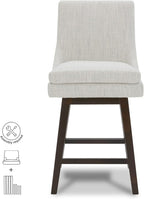 CHITA Bar Stools Set of 2, Counter Height Swivel Barstools, FSC Certified Morden Upholstered Fabric Counter Chairs with Back Support, 26.8" H Seat Height, Fabric in Ivory