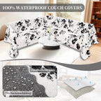 1OO% Waterproof Sectional Couch Covers for Dogs L Shaped Corner Sofa Cover Washable Chenille Sofa Slipcovers Blanket Modern Jacquard Pet Furniture Protector (91"x252", Black Flower)