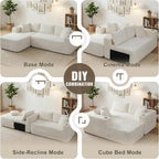 Shintenchi Boneless Couches for Living Room,Modular Sectional Sofa with 2 Cup Holders,Memory Foam Cloud Couch with L Shaped Oversized Chaise,No Assembly Needed Plush Corduroy Sofa
