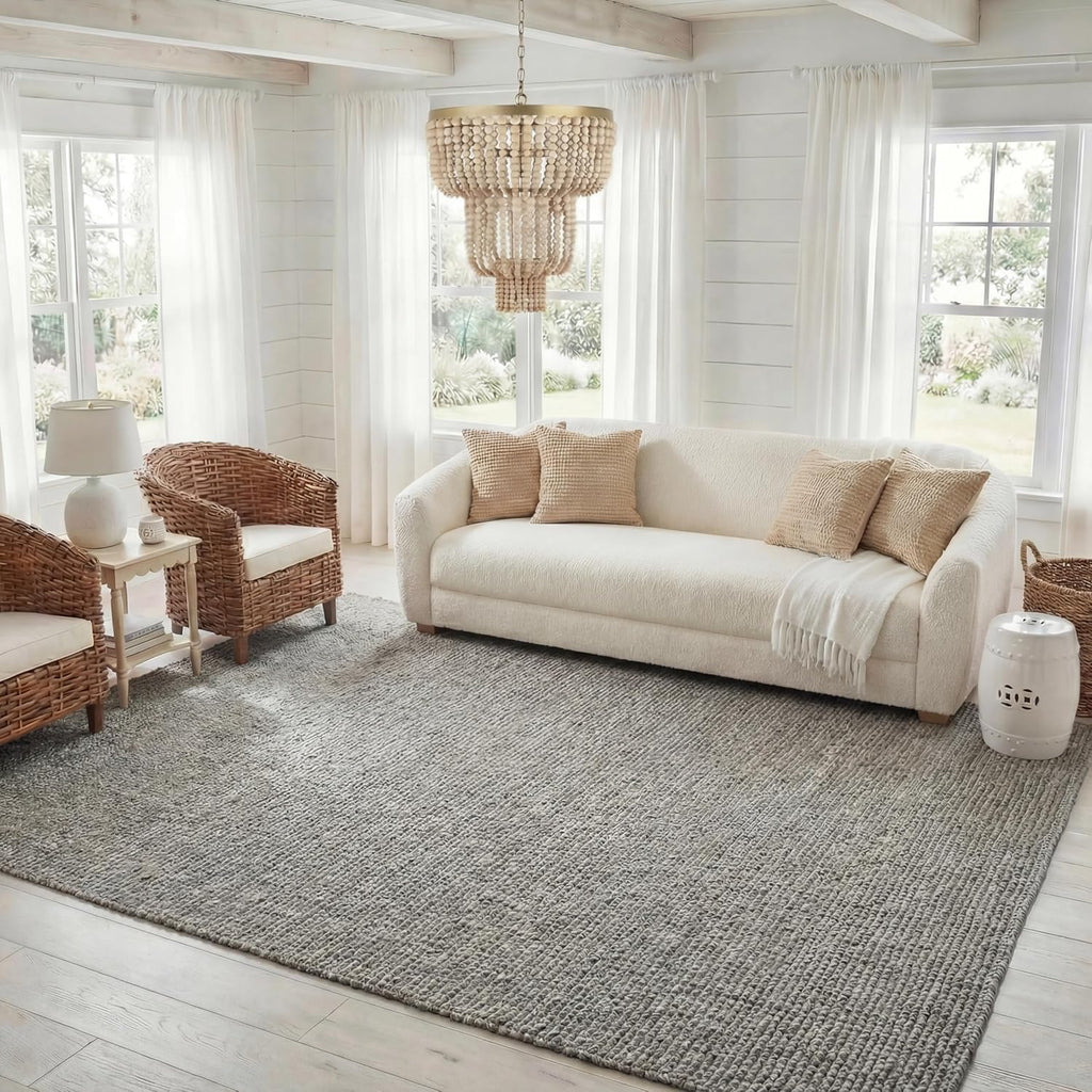SAFAVIEH Area Rug 8x10 - Natural Fiber Collection - Large - Light Grey, Handmade Chunky Textured Jute, Thick (NF447G)