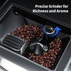 Automatic Espresso Machine with Grinder and Milk Frother - Grinder Coffee Machine Expresso Maker with 7 One-Touch Coffee Recipes for Latte, Cappuccino, Americano, Iced and Hot Coffee (Black)
