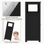 Yaheetech Bathroom Storage Cabinet Bathroom Floor Cabinet Freestanding Organizer and Storage with Door, 3 Drawers, Adjustable Shelf, 35.5 Inches Height, Black Cabinet