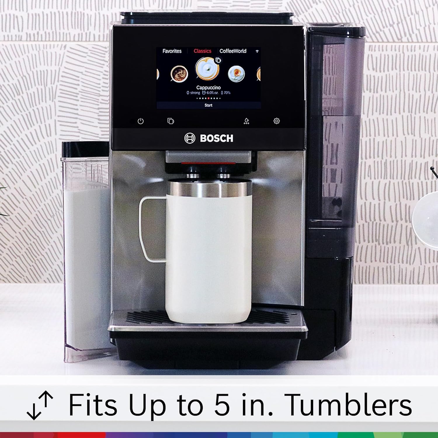 Bosch 800 Series Fully Automatic Espresso and Coffee Machine – 36 Drinks with Coffee World, Cold Brew, Double Cup, Integrated Milk Container, Smart Features, in Silver TQU60307