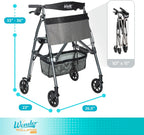 Stander Wonder Rollator Plus, Lightweight Folding Mobility Rolling-Walker, EZ Fold-N-Go-Rollator for Seniors and Adults, 6-inch Wheels, Locking Brakes and Padded Seat with Backrest, Black Walnut