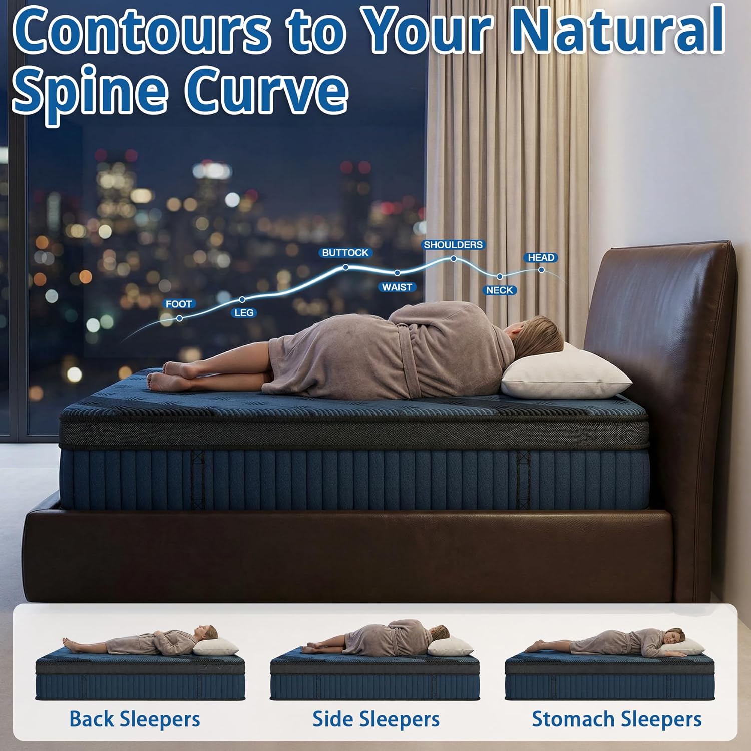 inight 12 Inch King Size Hybrid Mattress, Medium Firm Support for Average Weight (130-230lbs), Supportive Nebulign Foam & Silent Pocket Coils, Fiberglass-Free, CFR 1633 Compliant
