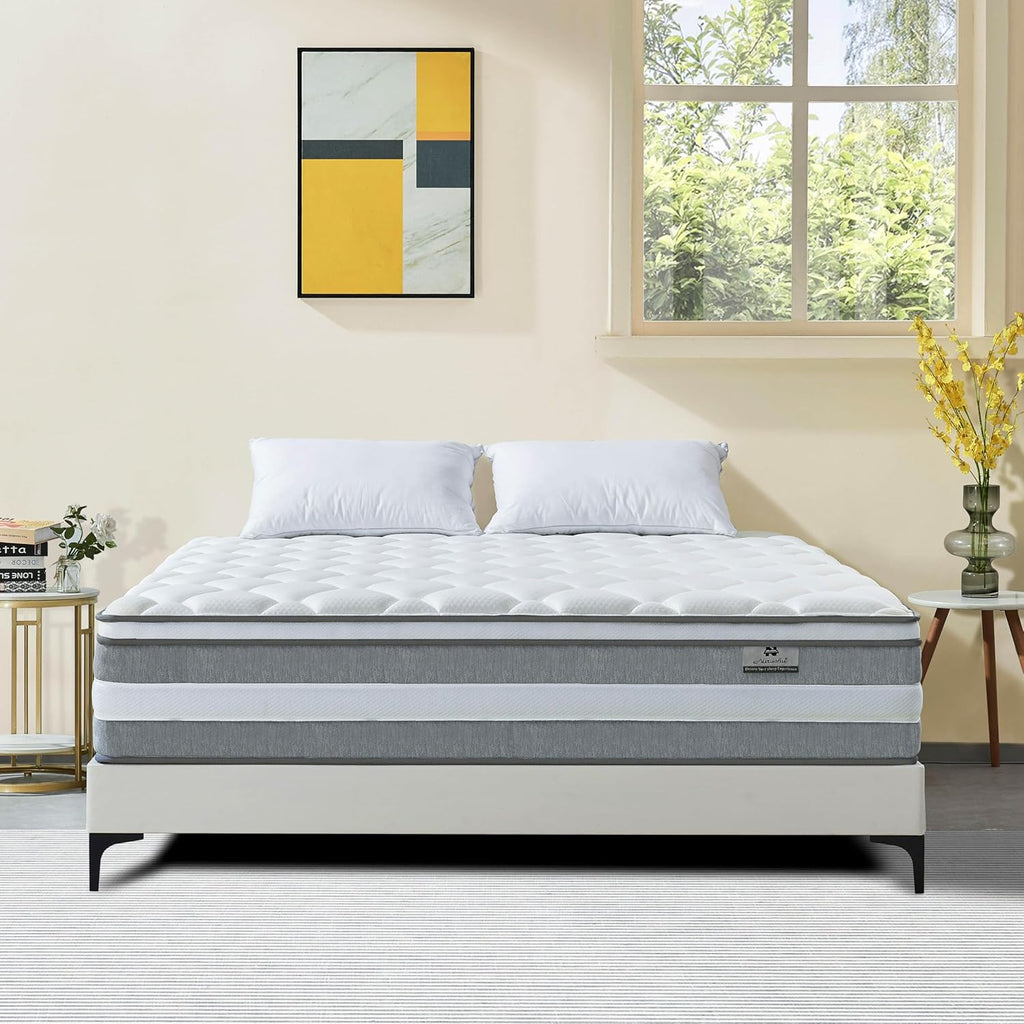 Full Size Mattress, 12 Inch Hybrid Mattress in a Box with Memory Foam and Individually Pocketed Spring, Motion Isolation, Pressure Relief, Medium, CertiPUR-US Certified