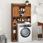 Vabches Over The Toilet Storage Cabinet, Farmhouse Storage Cabinet Over Toilet with Sliding Doors，Home Space-Saving Toilet Rack, for Restroom, Bathroom, Laundry,Caramel
