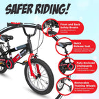 MW Sports 16 inch Kids Bike with Removable Training Wheels, Hand Brakes and Back Relay Rack for Ages 4-6 Years.