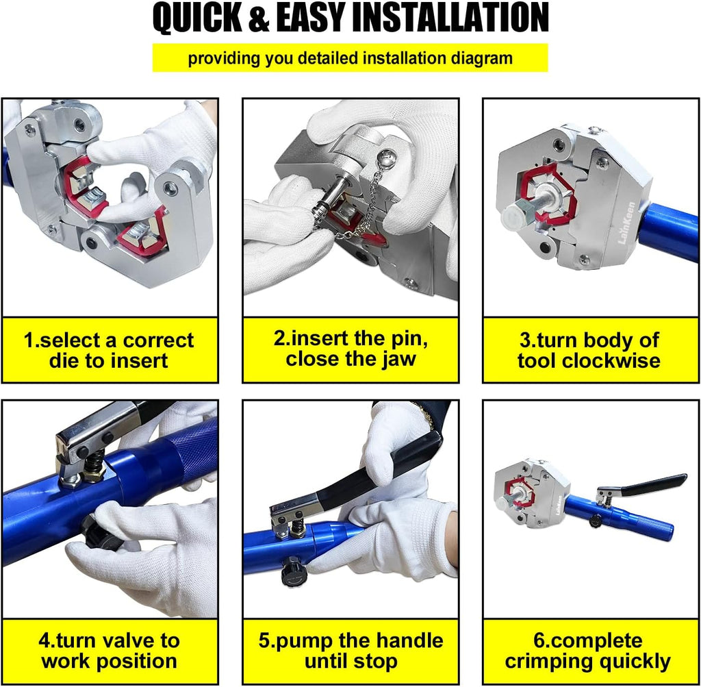 Hydraulic AC Hose Crimper 71500 with Snap-On 7 Dies, Manual Handheld A/C Hose Crimper Kit for AC Hose, Auto A/C Line Air Conditioning Repair Tool